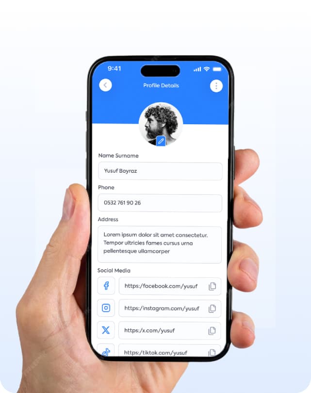 DefiQR profil güncelleme